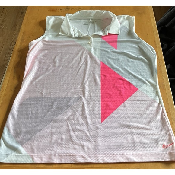 Nike Tops - Nike Golf Women's Sleeveless Polo Shirt Pink White Gray Color Block Size XL